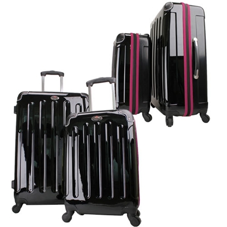 Swiss Case 4 Wheel EZ2C 2pc Suitcase Set BLK/PURPL