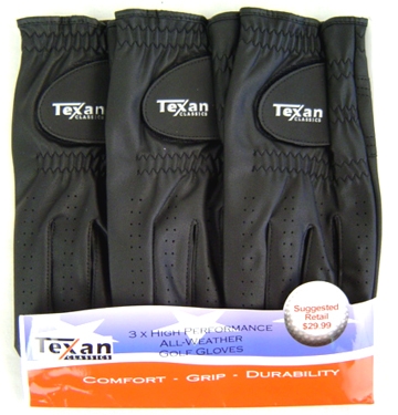 Texan Classics 3 Pack Black GLOVES - For Lefty's
