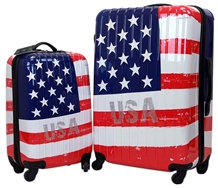 Swiss Case 4 Wheel EZ2C 2pc Suitcase Set US FLAG