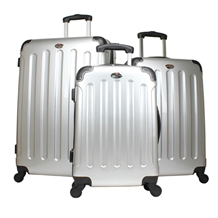 Swiss Case SILVER 4 wheel 3pc Hardcase Luggage Set