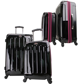 Swiss Case 4 Wheel EZ2C 2pc Suitcase Set BLK/PURPL