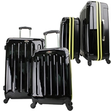 Swiss Case 4 Wheel EZ2C 2pc Suitcase Set BLK/YELLW
