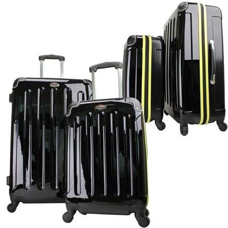 Swiss Case 4 Wheel EZ2C 2pc Suitcase Set BLK/YELLW