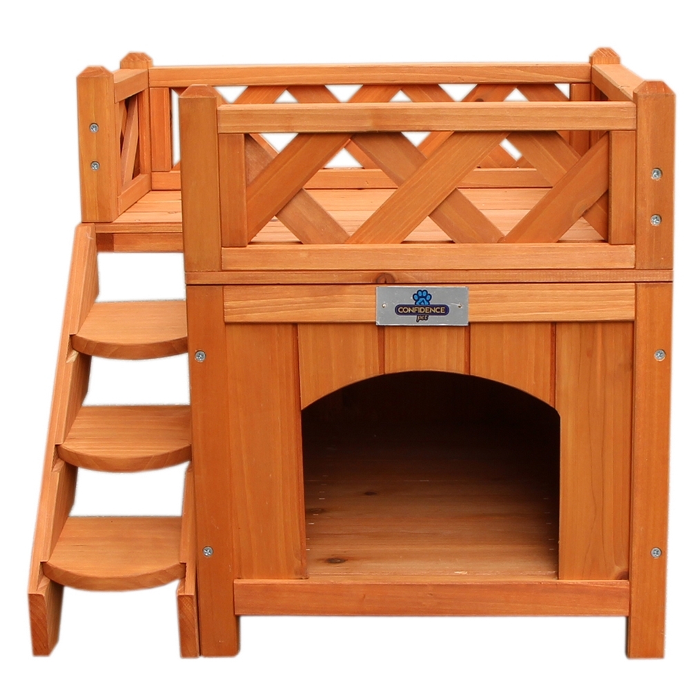 Confidence Pet Wooden Dog House / Kennel with Balcony | eBay