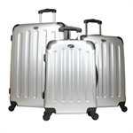 Swiss Case SILVER 4 wheel 3pc Hardcase Luggage Set